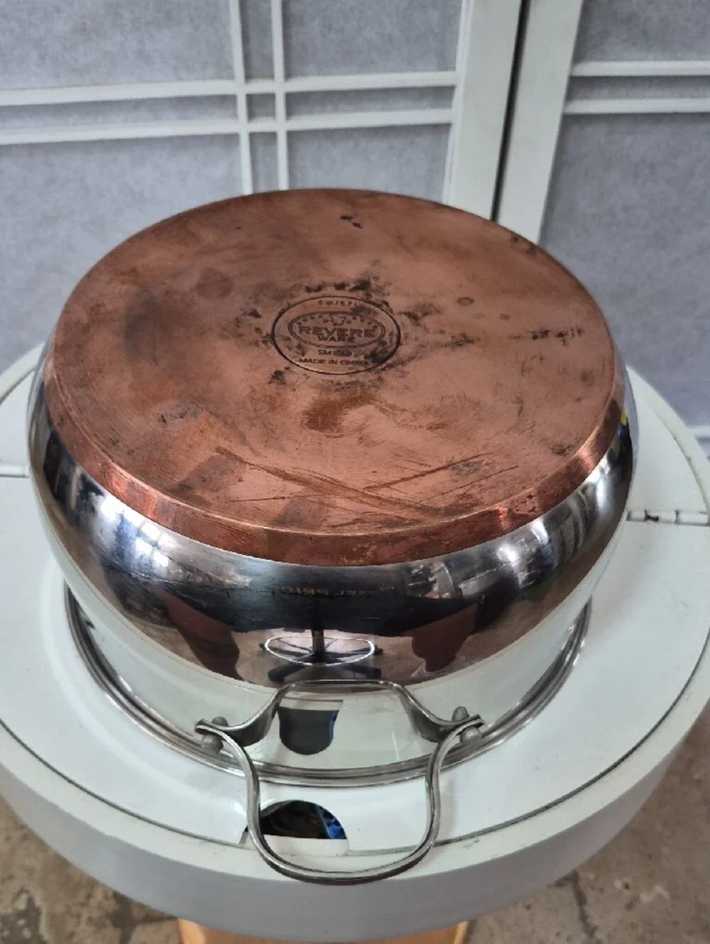 Revere Ware Copper Bottom 6 Qt Stainless Steel Sauce Pot.